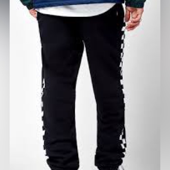 MENS Black vans checker side sweatpants - Picture 2 of 4
